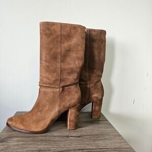 Lauren Ralph Lauren artizan womens suede high heel mid-calf boots Size 10 NWT
